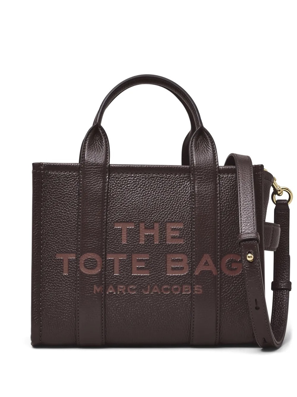 Marc Jacobs Medium The Tote Bag in Dark Brown Ganache Leather with Embossed Logo
